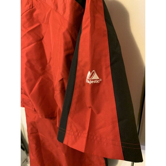 Majestic NC STATE Sz M BASEBALL WARM UP Pullover Side ZIP JACKET WINDBREAKER Red - Picture 7 of 8